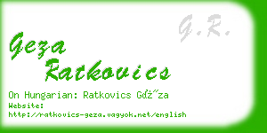 geza ratkovics business card